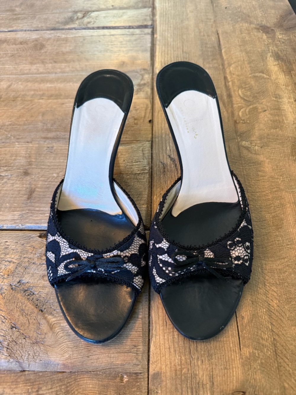 VINTAGE Cole Haan Black Lace Kitten Slide  - Women